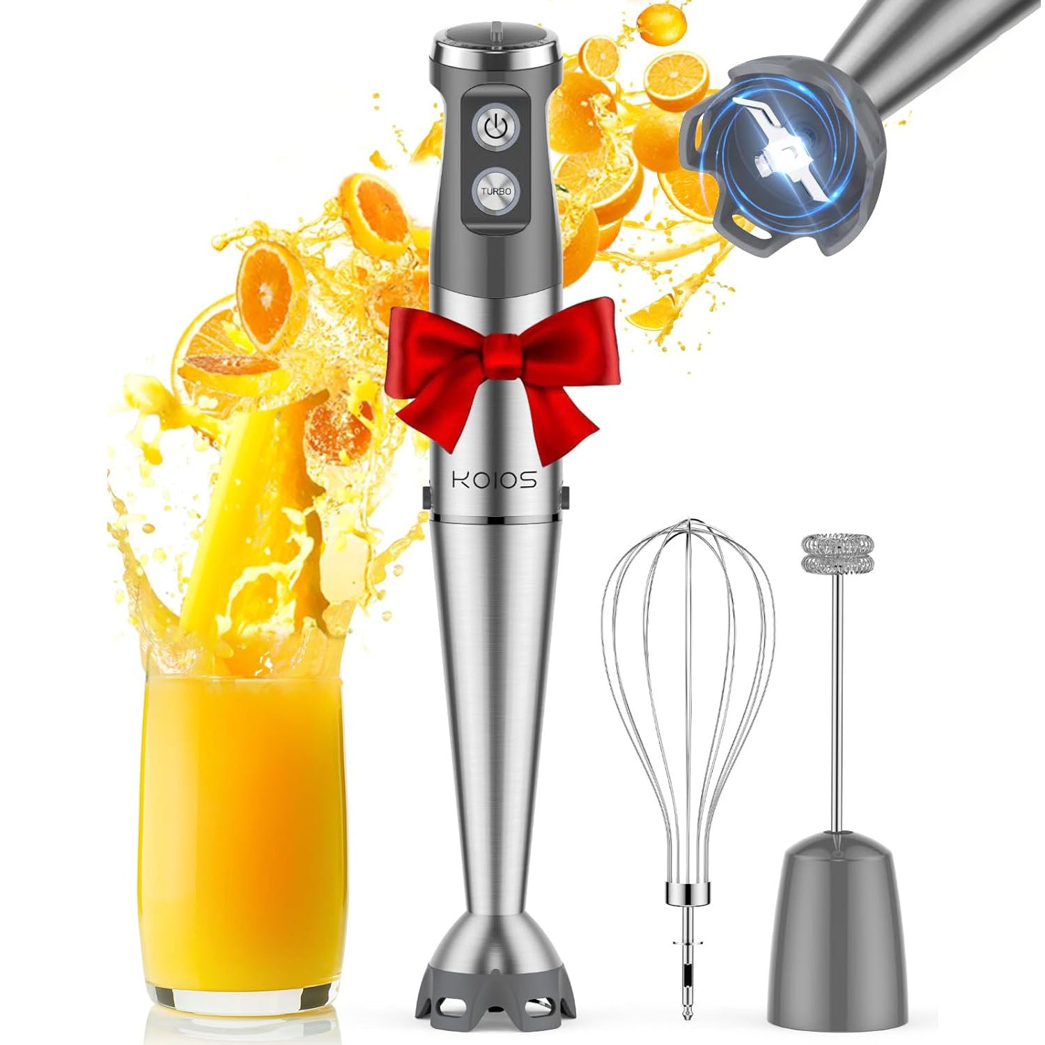 KOIOS | 1000W 3-in-1 Stick Blender + Whisk Frother Grey