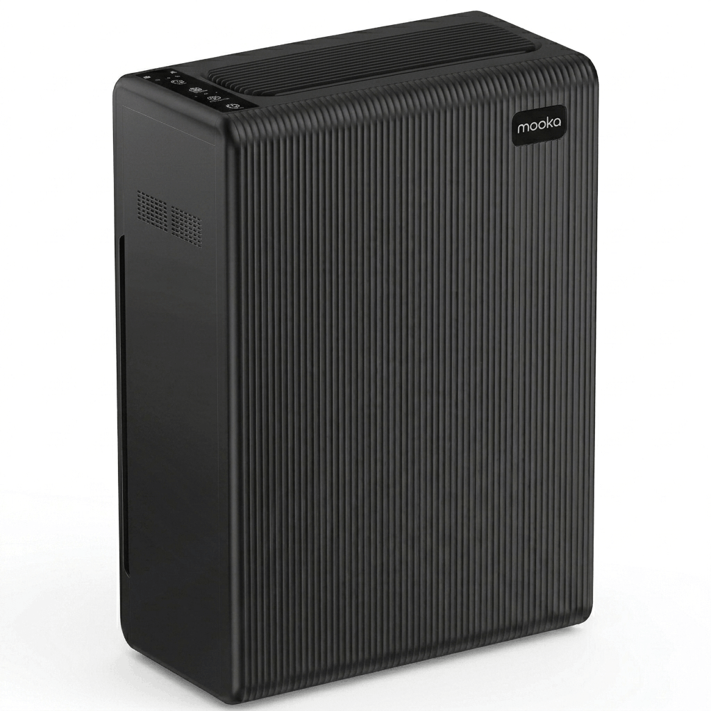 Mooka Air Purifier with 3-Stage H13 HEPA Filter 1324 Sf Coverage @ACH1 E-300L Black