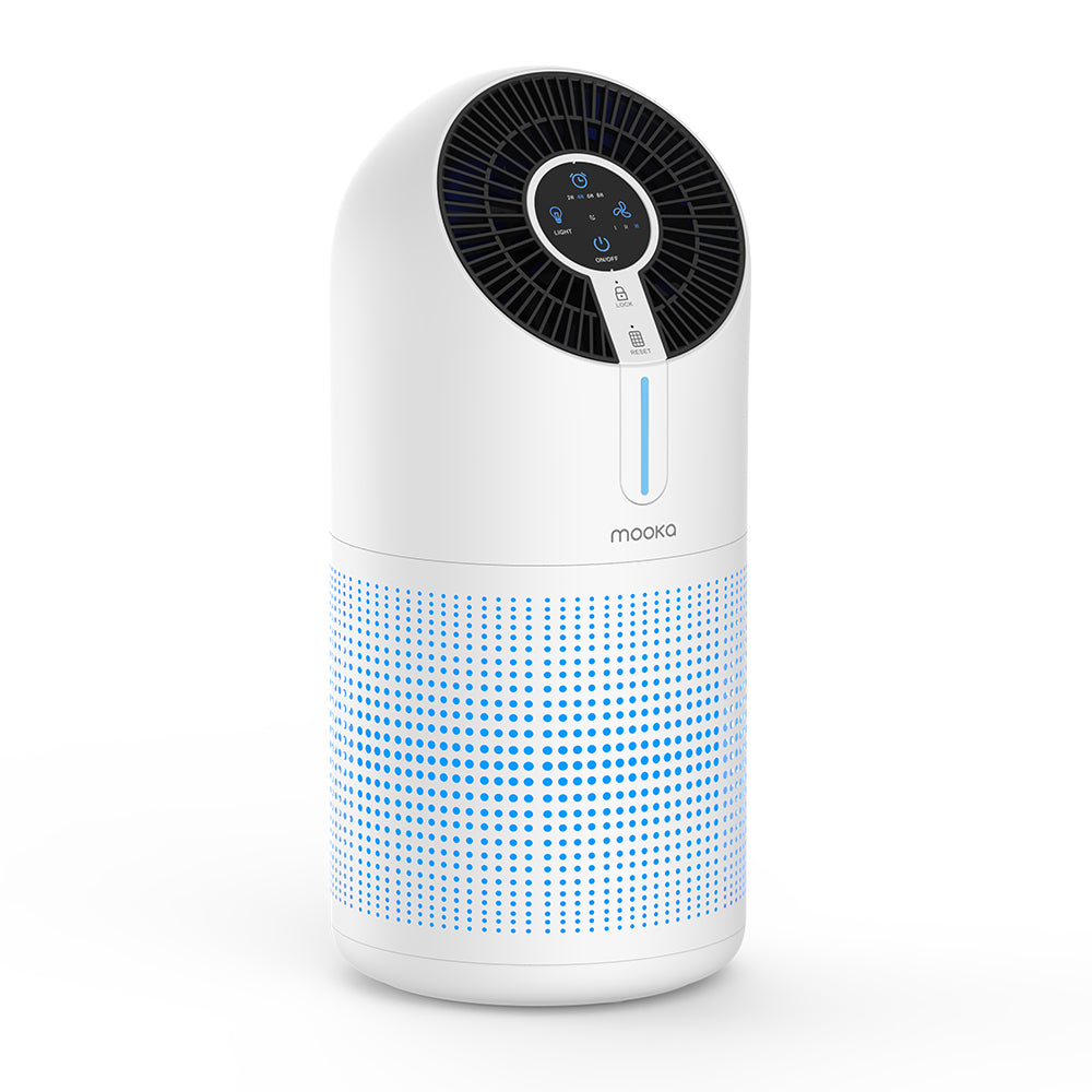 Mooka Air Purifier with 3-Stage H13 HEPA Filter 309 Sf Coverage @ACH1 M02 White